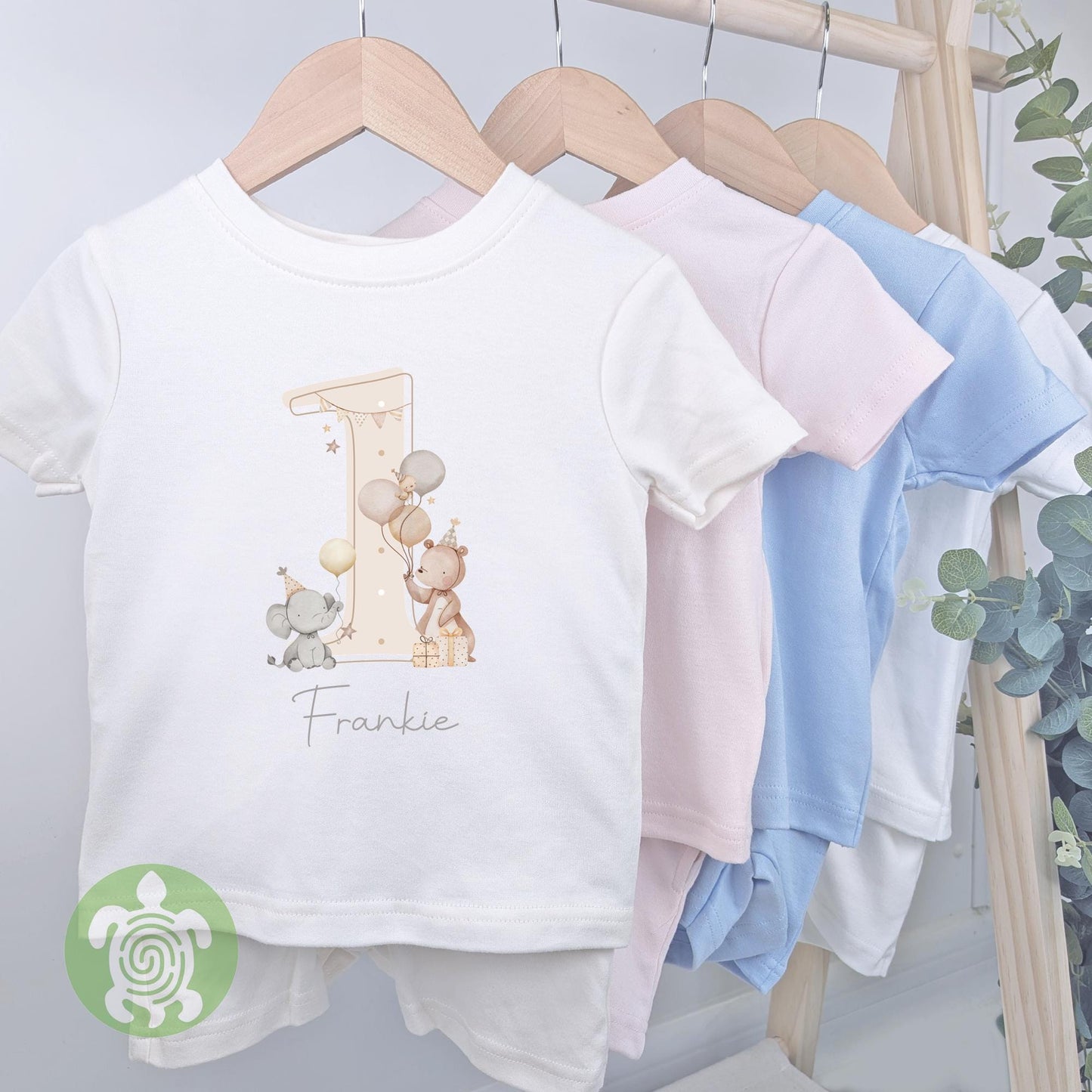 Personalised Any Age Birthday Teddy Party Oat Cotton Shorts Set, Children's Girl or Boy, Toddler Unisex Outfit, Summer T-shirt Kids