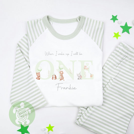 Green Animals Birthday Party Personalised Birthday Pyjamas, Any Age, When I Wake Up I'll Be Birthday, Birthday Nightwear, Birthday Outfit