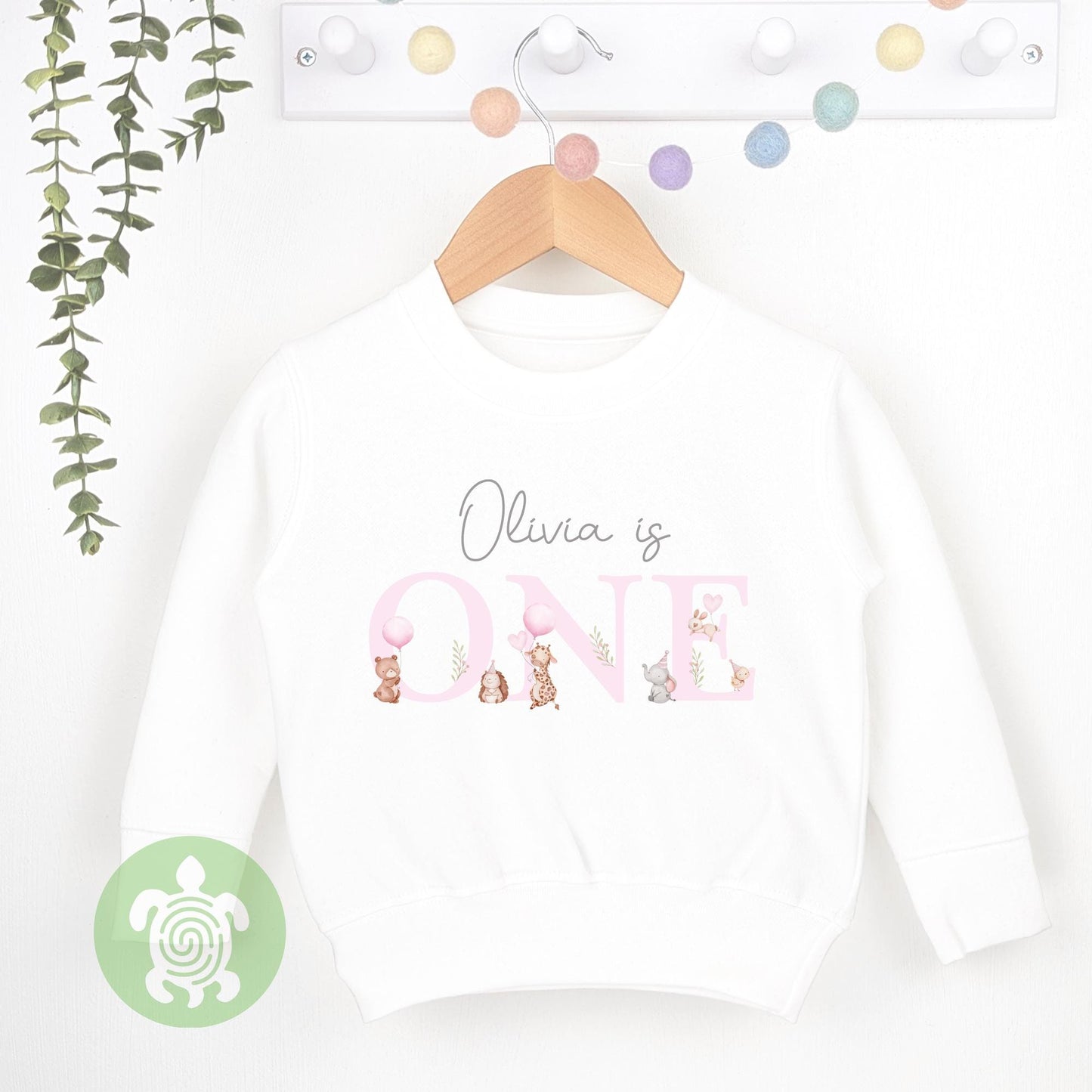Pink Animals Birthday Party Birthday T-shirt, 1st birthday Sweatshirt, Personalised First Birthday design, Childs Any Age, Baby Girl Gift