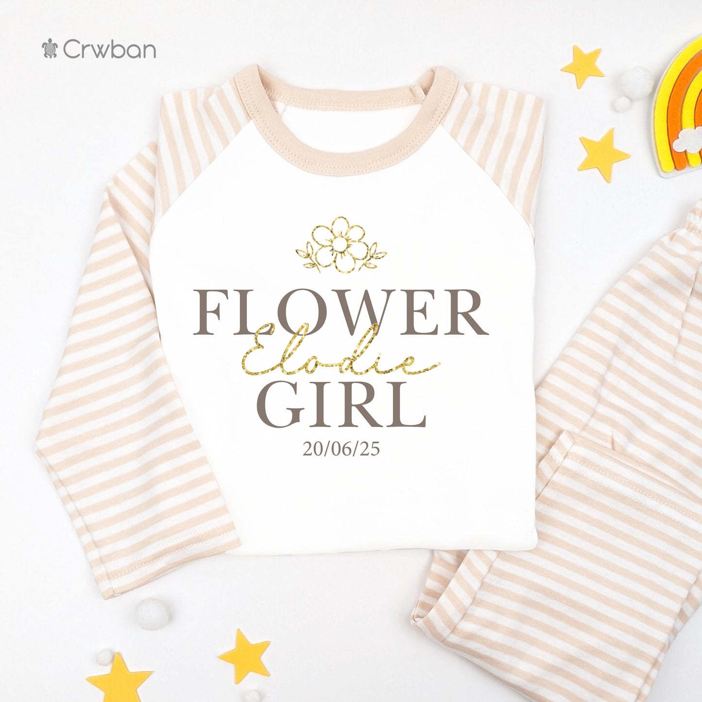 Flower Girl Bridesmaid Wedding Glitter Name flower, Special Occasion, Kids Outfit, Morning Set, Custom Cotton Clothing, Tight-fitting style
