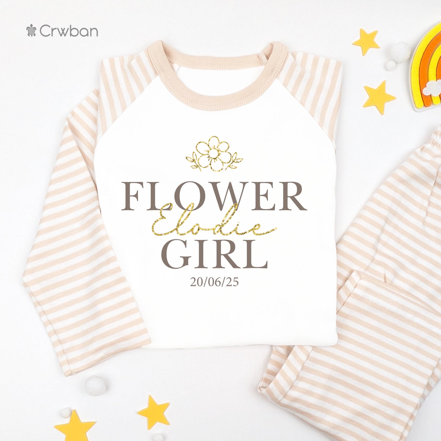 Flower Girl Bridesmaid Wedding Glitter Name flower, Special Occasion, Kids Outfit, Morning Set, Custom Cotton Clothing, Tight-fitting style