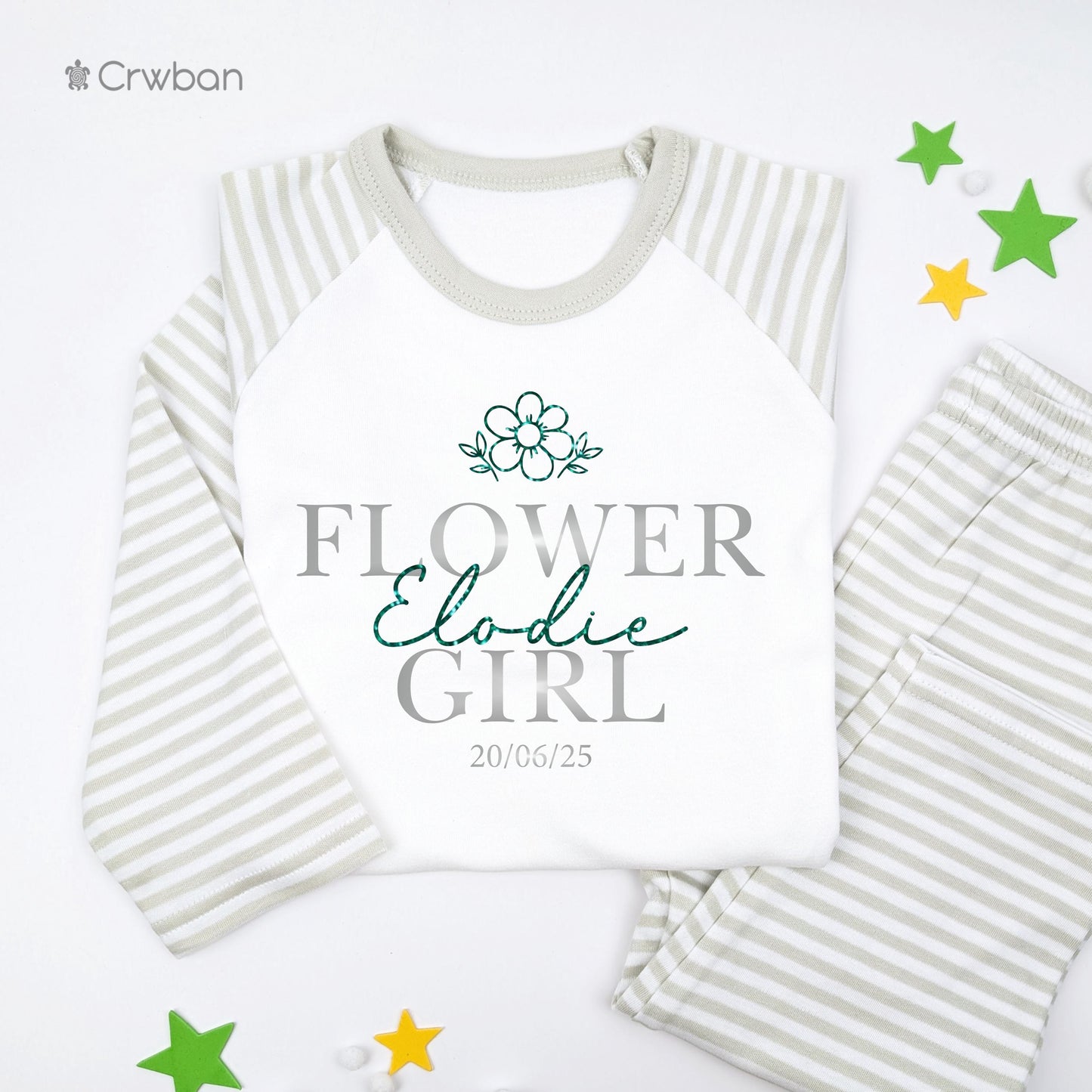 Flower Girl Bridesmaid Wedding Glitter Name flower, Special Occasion, Kids Outfit, Morning Set, Custom Cotton Clothing, Tight-fitting style
