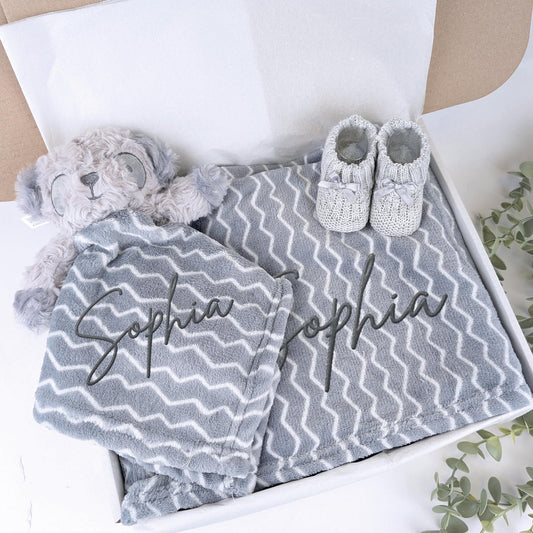 Personalised Embroidered Panda Blanket + Comforter | Booties Gift Set | Baby Girl | Babyshower | Newborn Coming Home | Newborn Gift Set