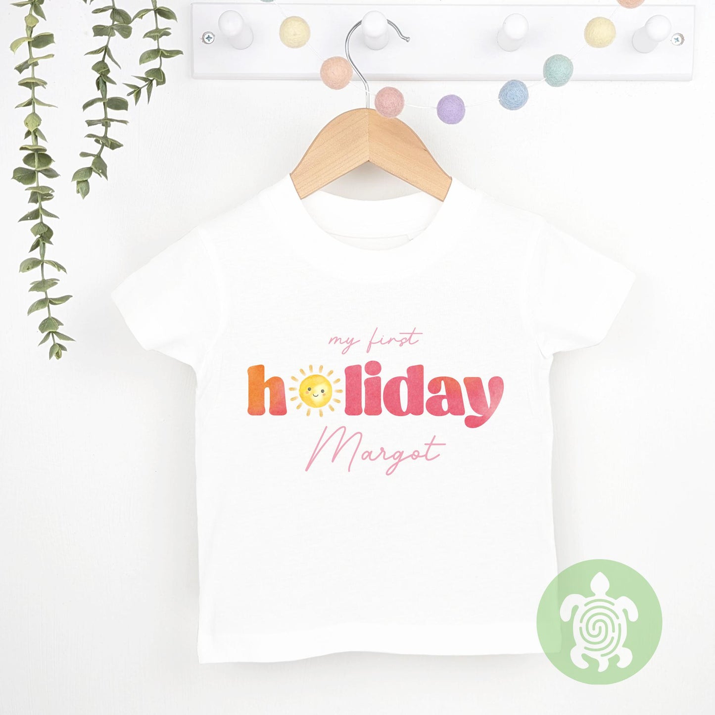 Pink Personalised Cute Sun I'm Going on Holiday, Babyvest, Children's T Shirt, First Holiday Sleepsuit, First Holiday, First Time Flyer