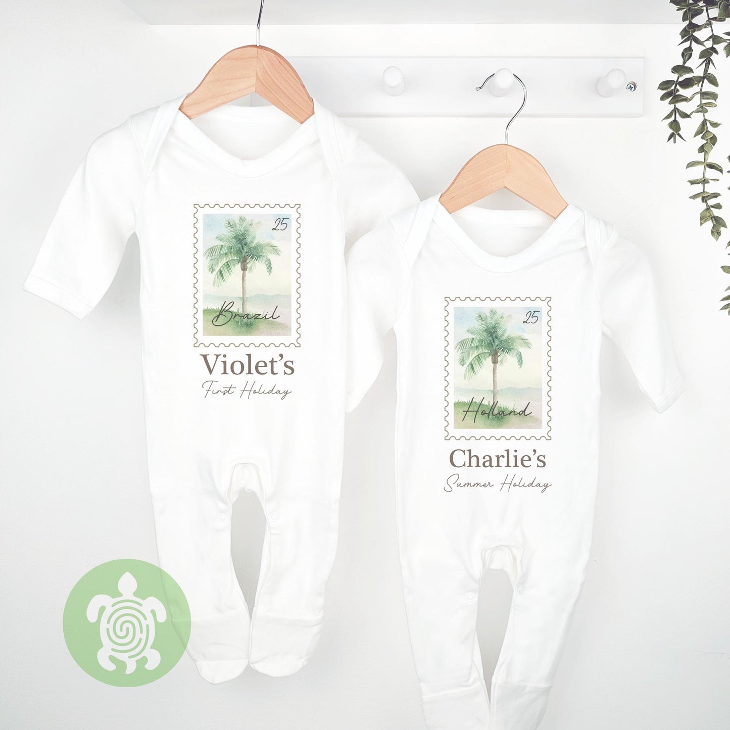 Personalised Postage Stamp Summer Holiday Tshirt, Babyvest, Children's Outfit, First Holiday Sleepsuit, First Holiday, First Time Flyer