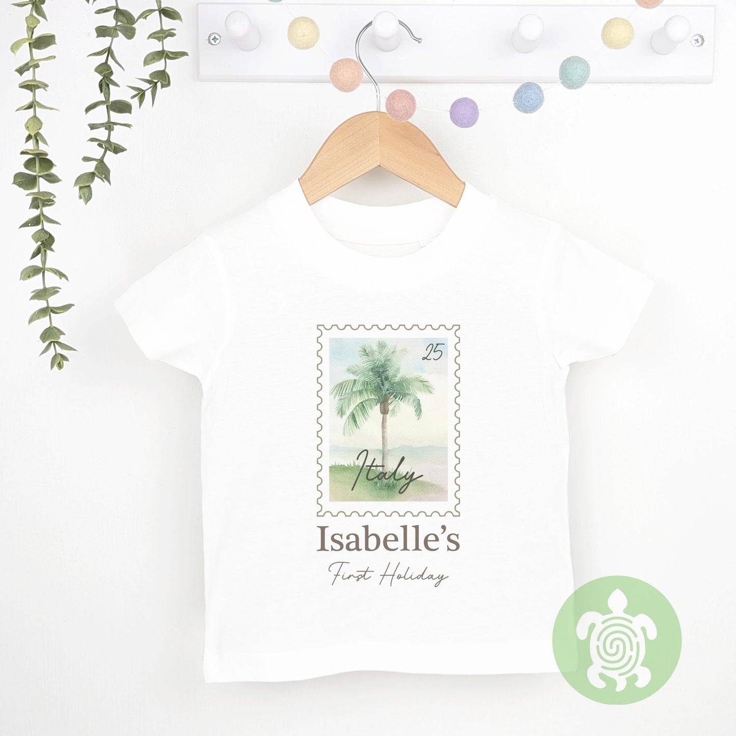 Personalised Postage Stamp Summer Holiday Tshirt, Babyvest, Children's Outfit, First Holiday Sleepsuit, First Holiday, First Time Flyer