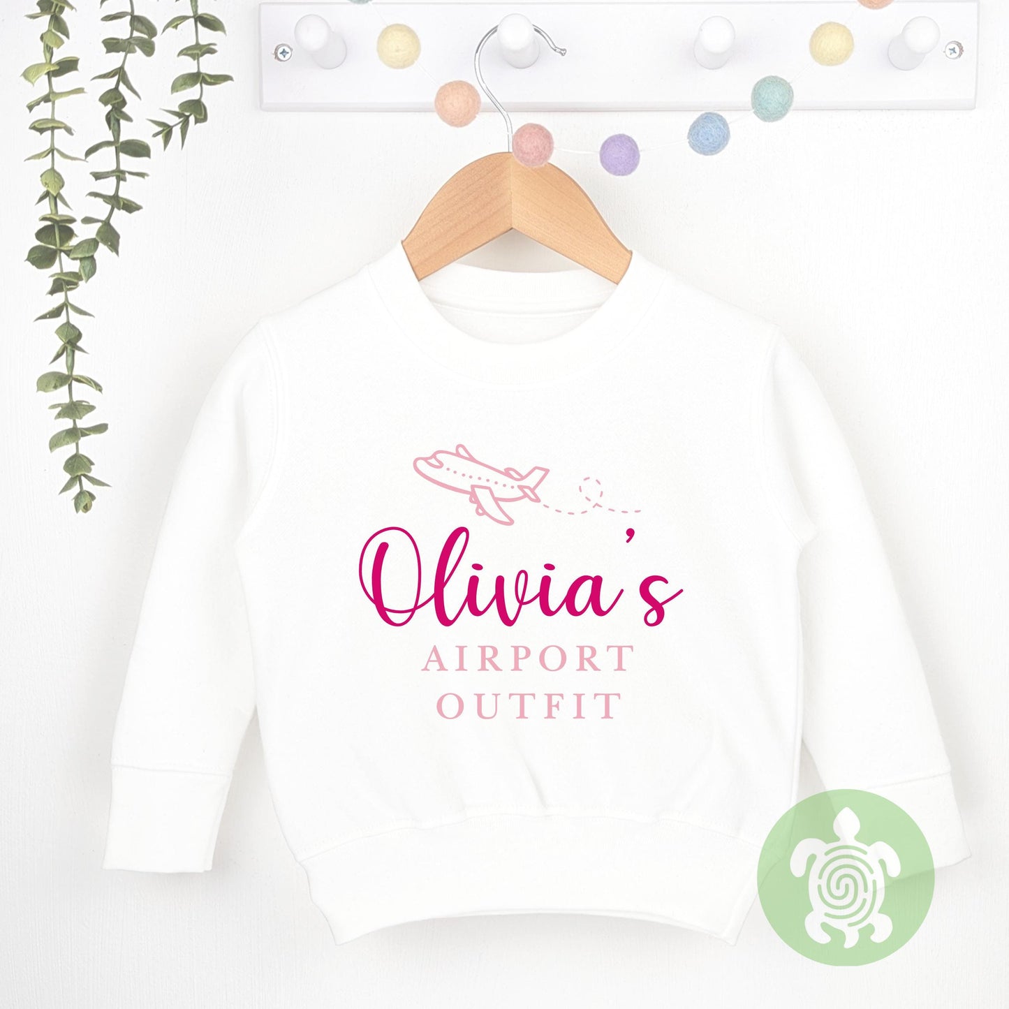 Personalised Pink Airport Outfit Cotton Shorts Set, Any Age, Children's Summer Outfit, Summer T-shirt Kids, Babies First Holiday, Sweatshirt