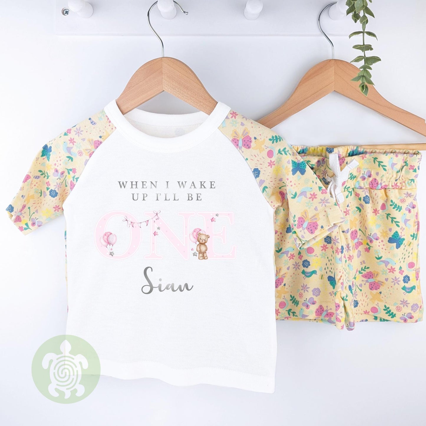 Personalised Birthday Any Age Girls Butterfly Shorts & T-shirt Pj's Set, 1st Birthday, Children Toddler Personalised Pyjamas, Birthday Girl