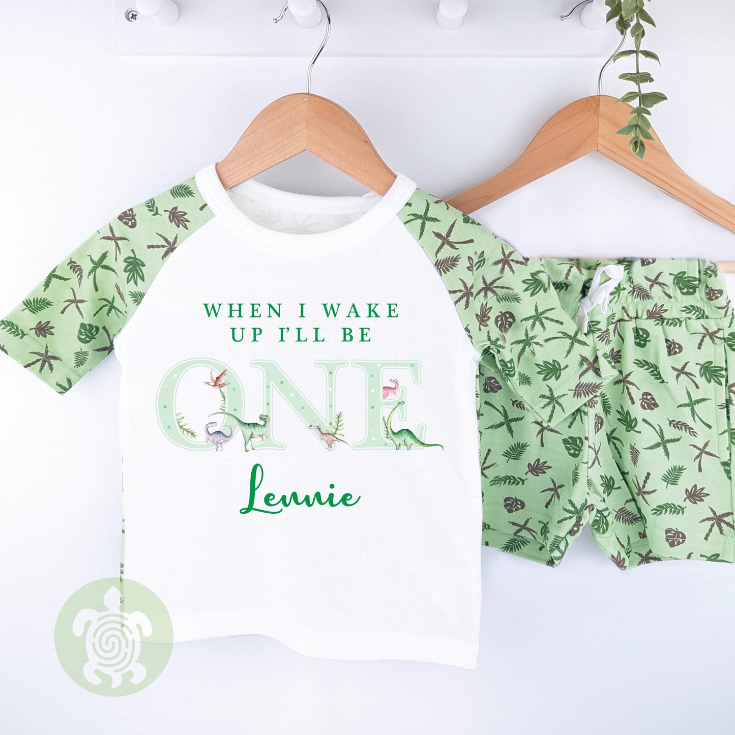 Green Themed Any Age Birthday Boys Palm Tree Shorts & T-shirt Pj's Set, 1st Birthday, Children Toddler Personalised Pyjamas, Birthday Boy