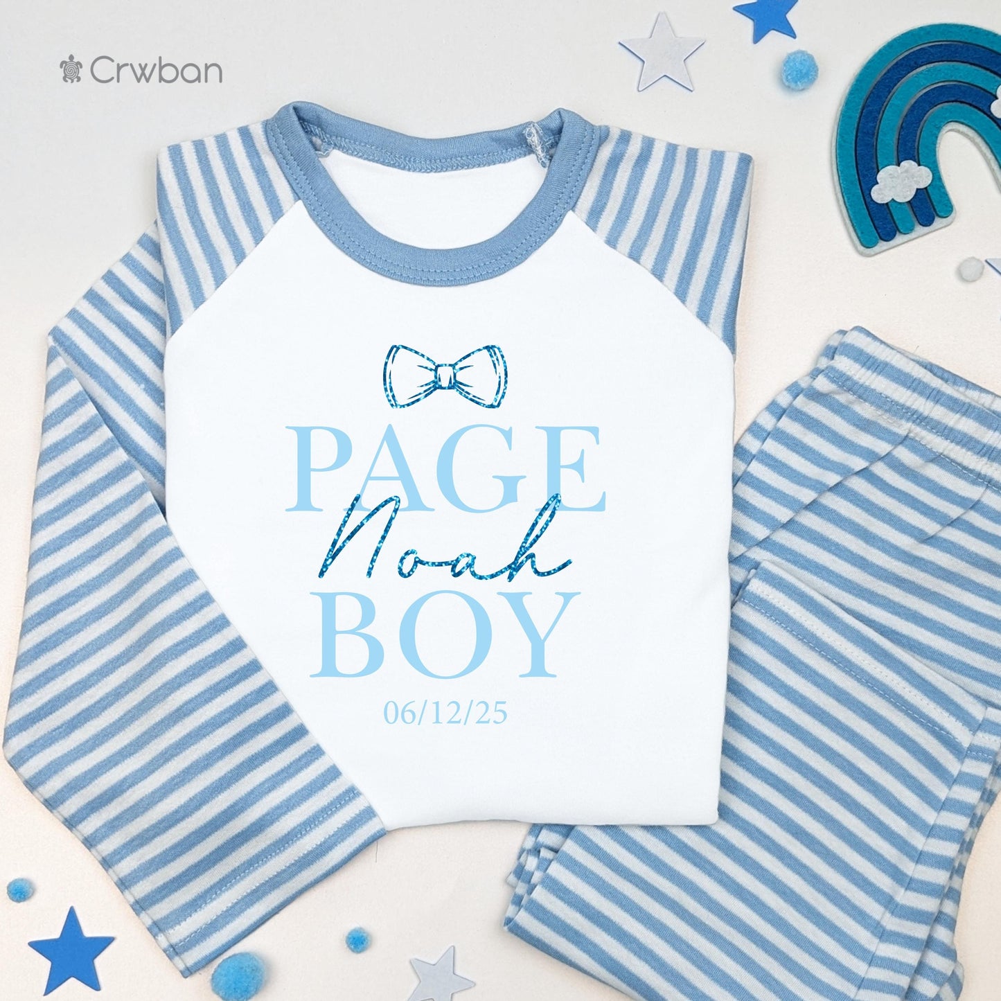Page Boy Best Man Wedding Glitter Name Bow Tie, Special Occasion, Kids Outfit, Morning Set, Custom Cotton Clothing, Tight-fitting style