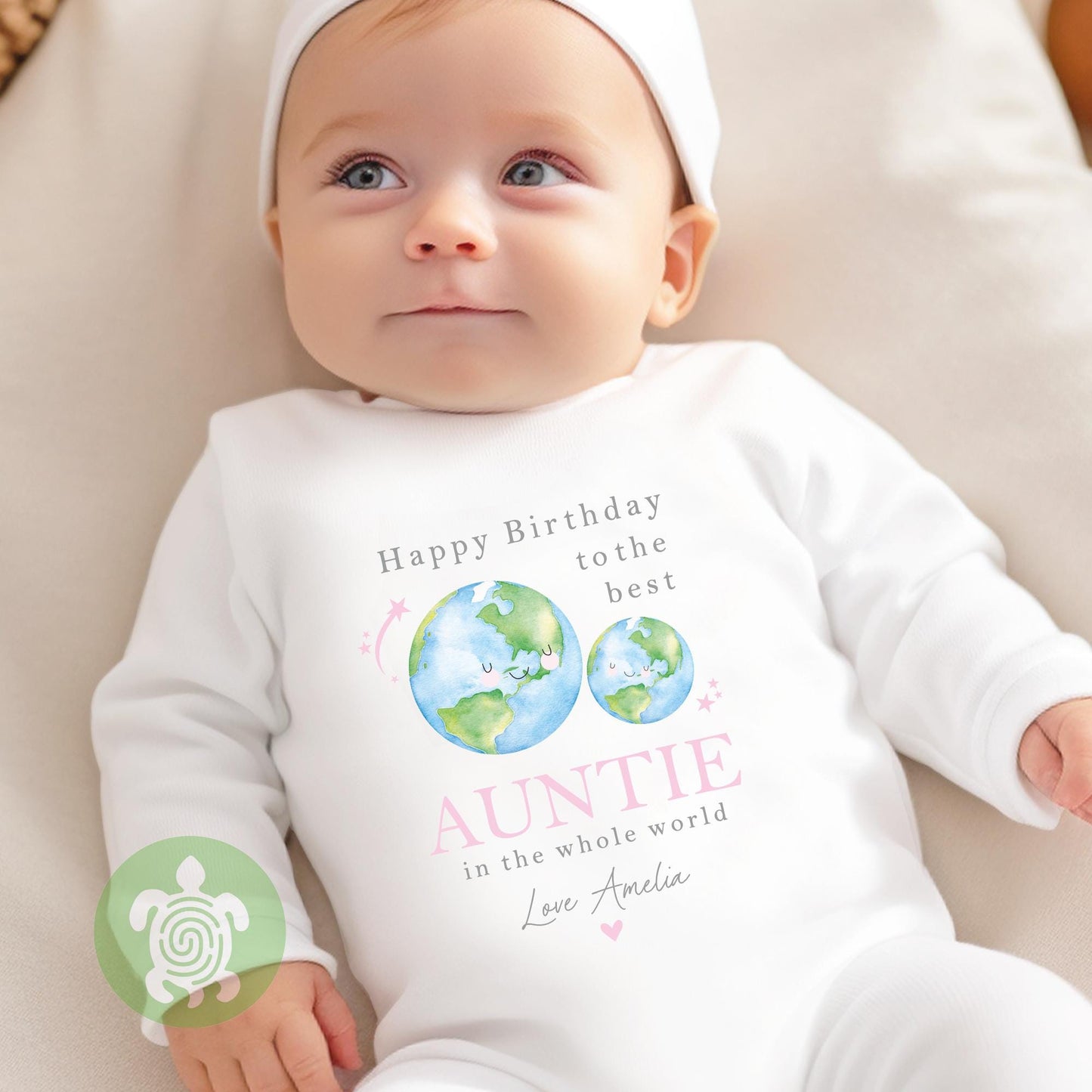 Personalised Pink Happy Birthday Best in the World Mummy, Daddy, Nanny, Grandad, Auntie, Uncle Love you Lots Baby Bodysuit Babygrow, Tshirt