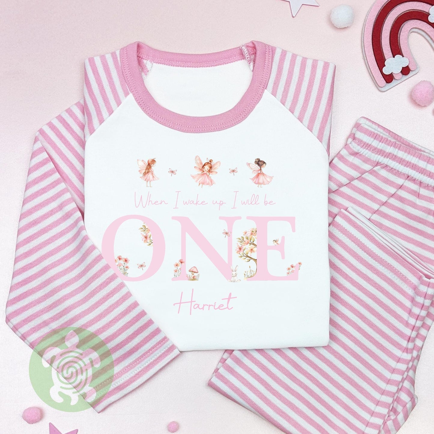 Pink Three Little Fairies Personalised Children's, Any Age, When I Wake Up Birthday, Girl Birthday Outfit, 1st 2nd 3rd, Birthday Eve