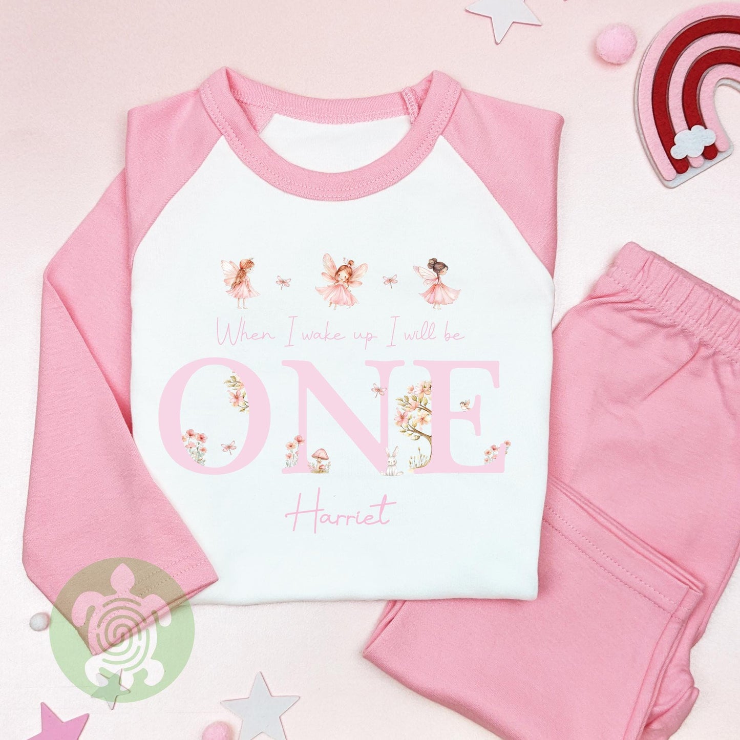 Pink Three Little Fairies Personalised Children's, Any Age, When I Wake Up Birthday, Girl Birthday Outfit, 1st 2nd 3rd, Birthday Eve