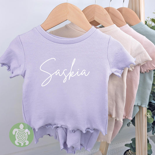 Summer Personalised Printed Name Child Cotton Sets, Kids Sets, Personalised T-Shirt & Shorts Summer Outfit, Toddler Outfit, Summer Outfit