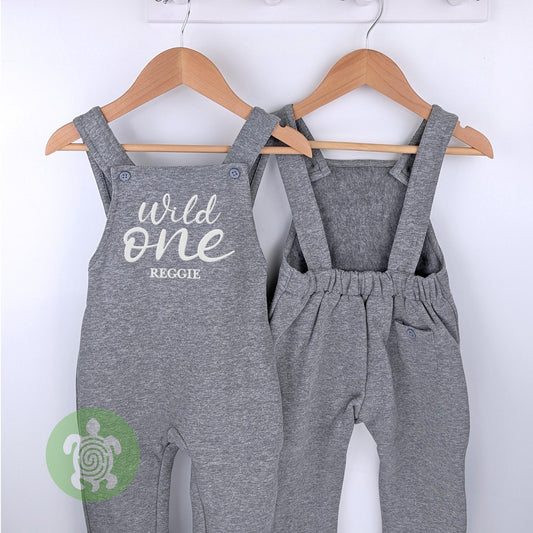 Embroidered Wild One Birthday Fleece Dungarees, Party Outfit design, Toddler 1st First, Boy Girl Party Outfit, Kids Overalls,Birthday Outfit