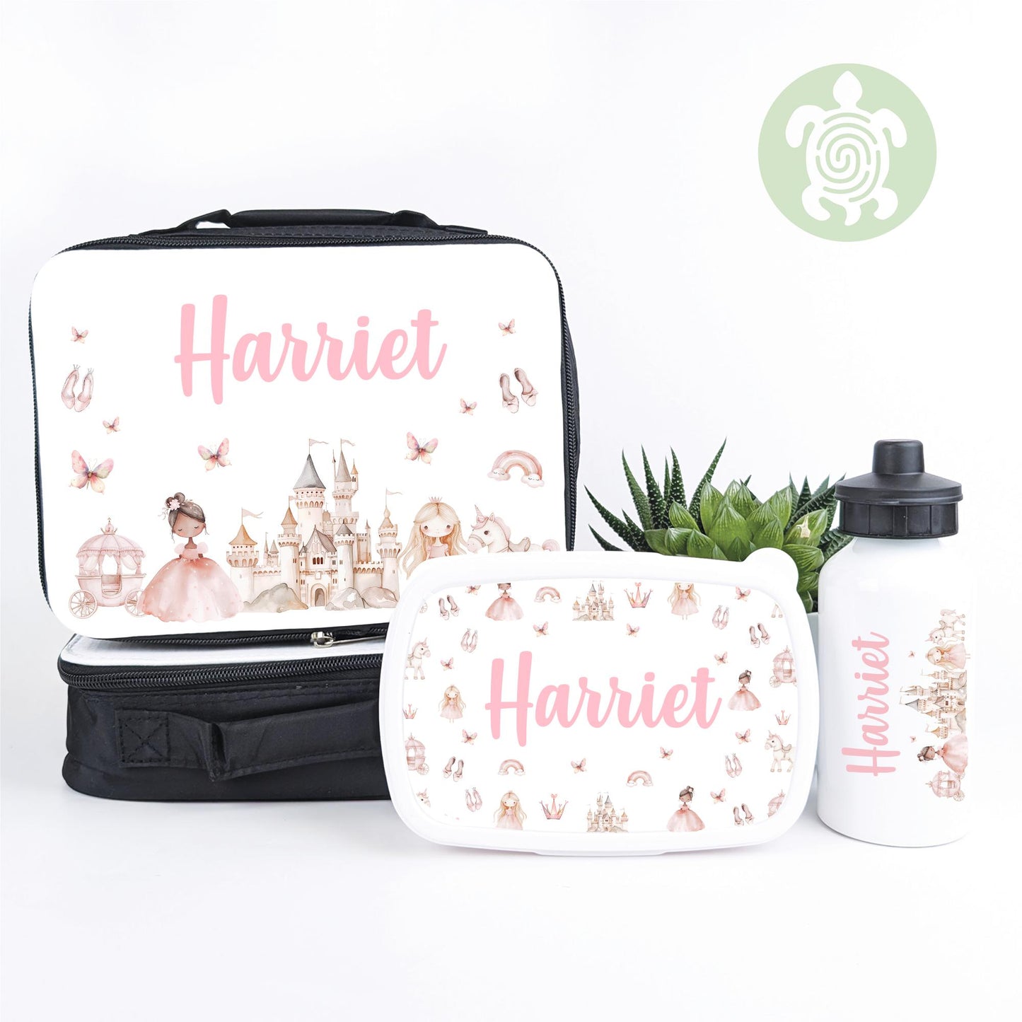 Personalised Princess Lunch Bag, Snack Box & Water Bottle Set - Kids Lunch Bag - Girls Lunch Box - Kids Water Bottles - Girls back to school