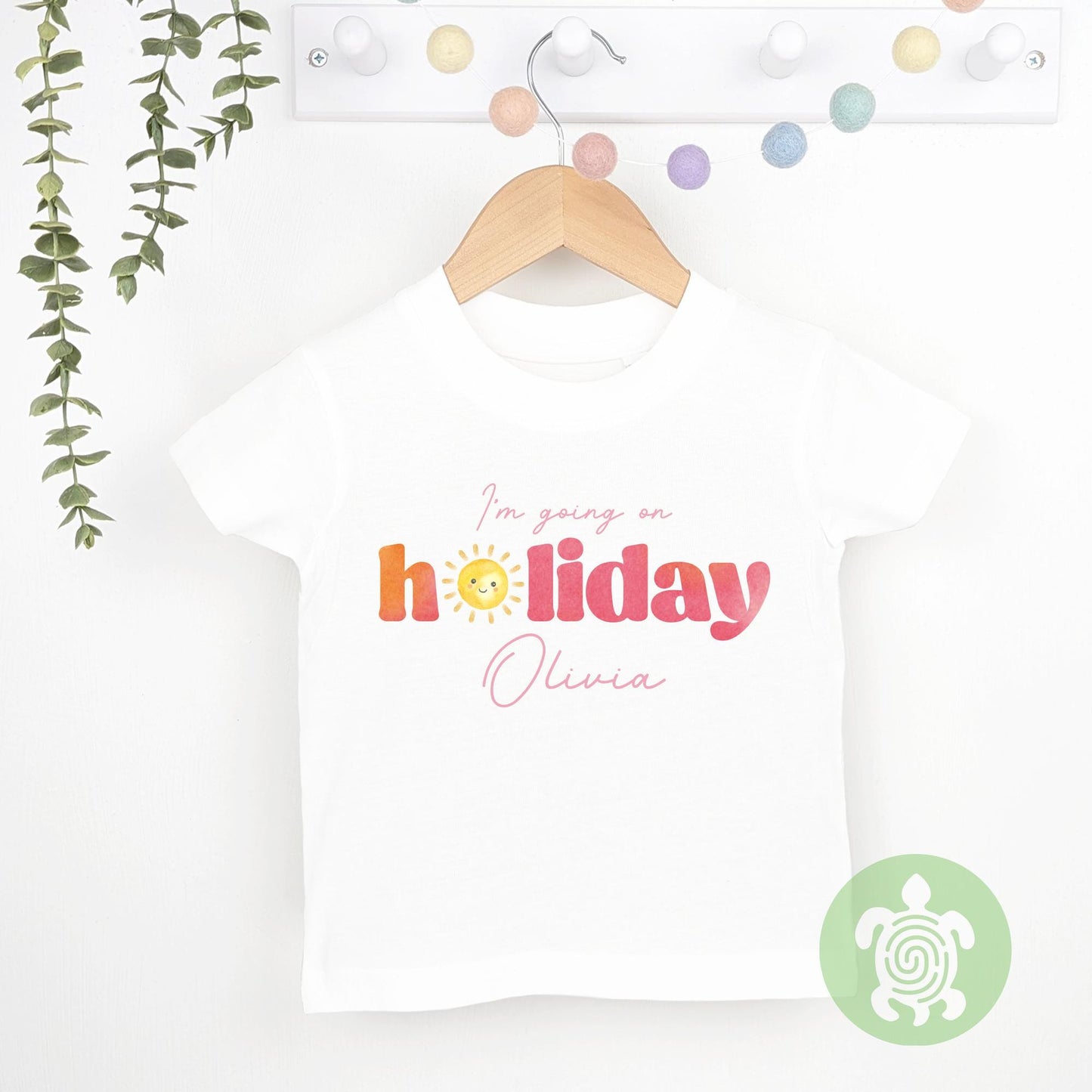 Pink Personalised Cute Sun I'm Going on Holiday, Babyvest, Children's T Shirt, First Holiday Sleepsuit, First Holiday, First Time Flyer