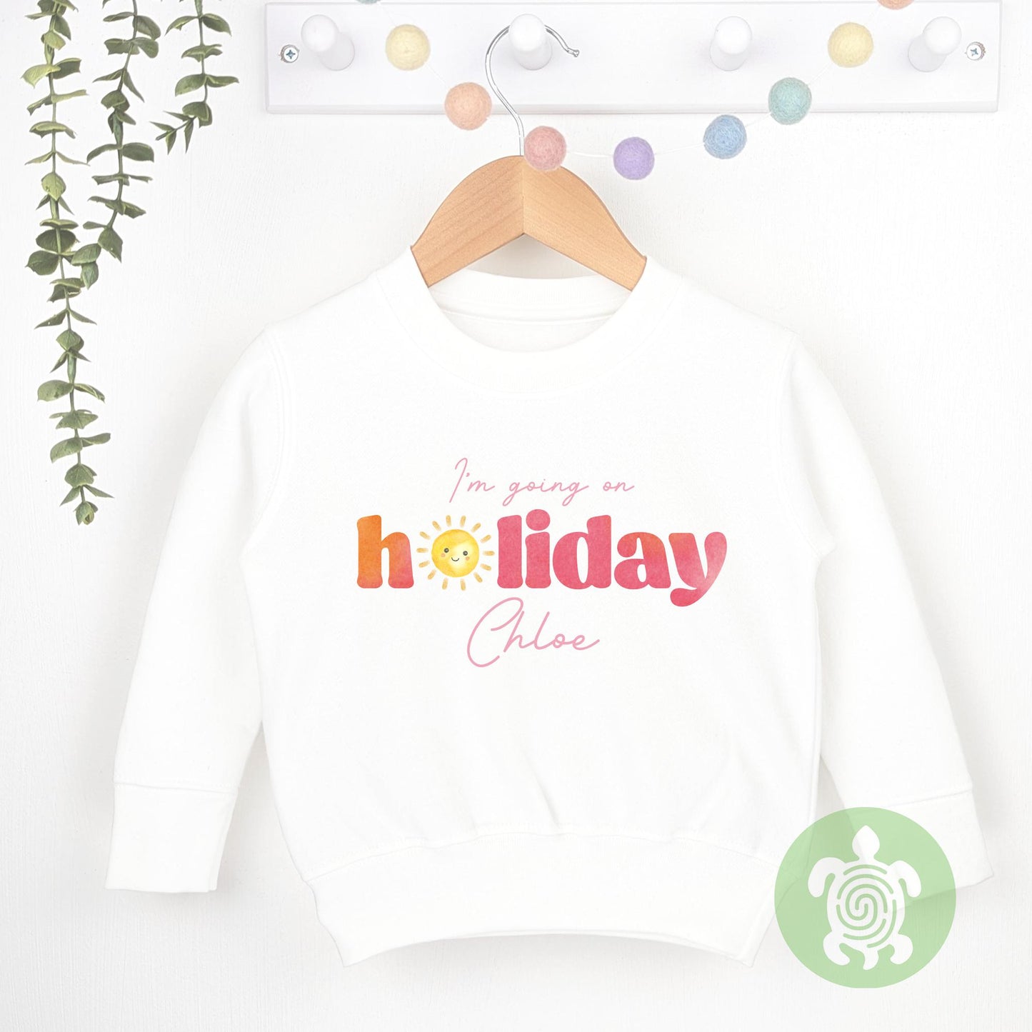 Pink Personalised Cute Sun I'm Going on Holiday, Babyvest, Children's T Shirt, First Holiday Sleepsuit, First Holiday, First Time Flyer