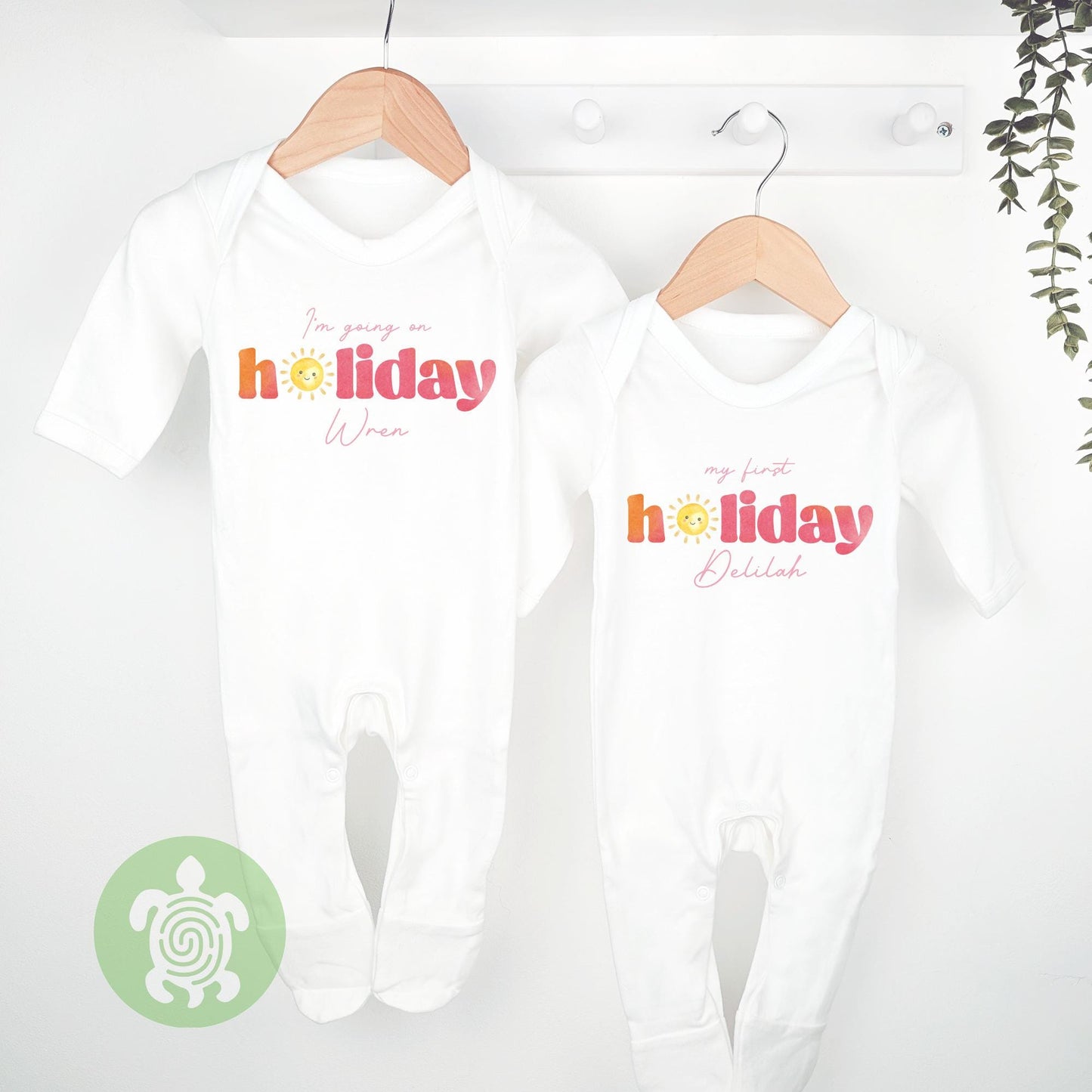 Pink Personalised Cute Sun I'm Going on Holiday, Babyvest, Children's T Shirt, First Holiday Sleepsuit, First Holiday, First Time Flyer