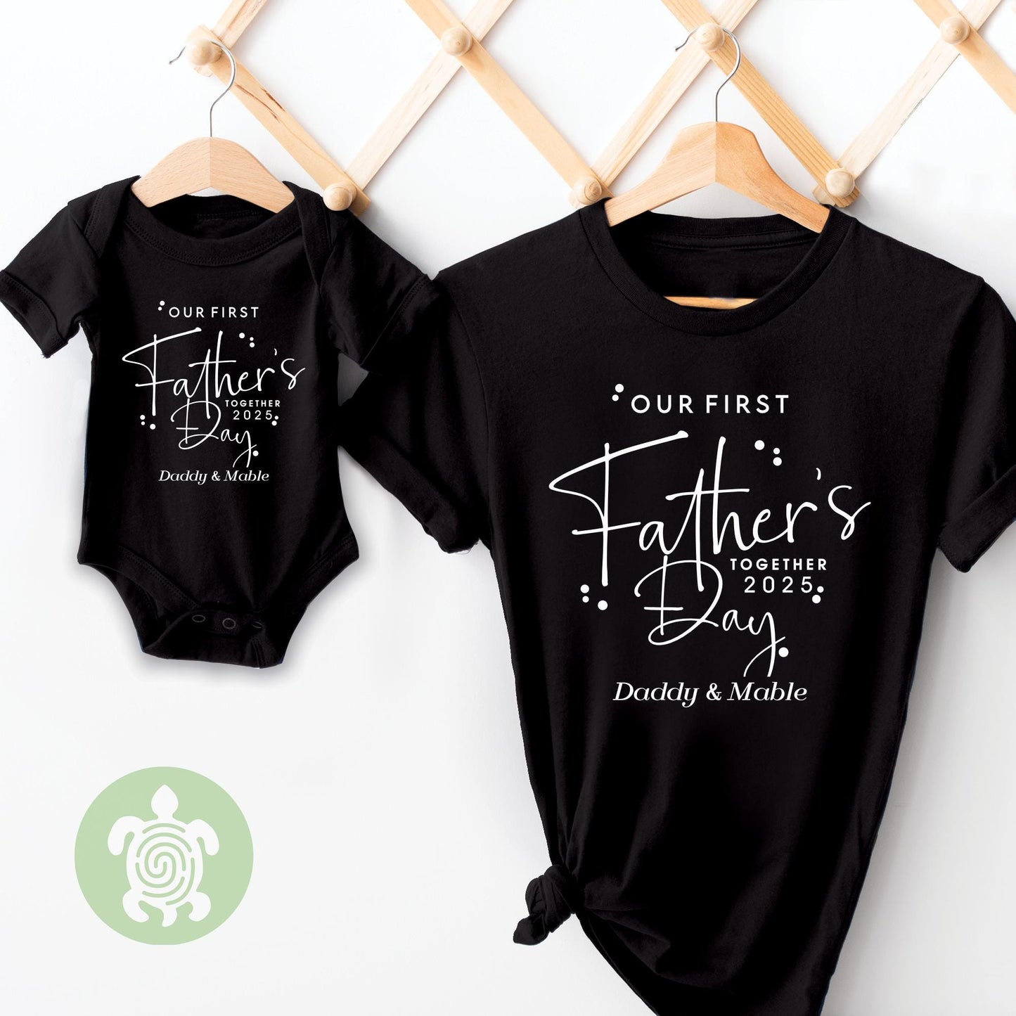 Matching Personalised Our First Father's Day Toddler Girl Boy Matching Dad Dada Gift Set T-shirt Daddy & Me
