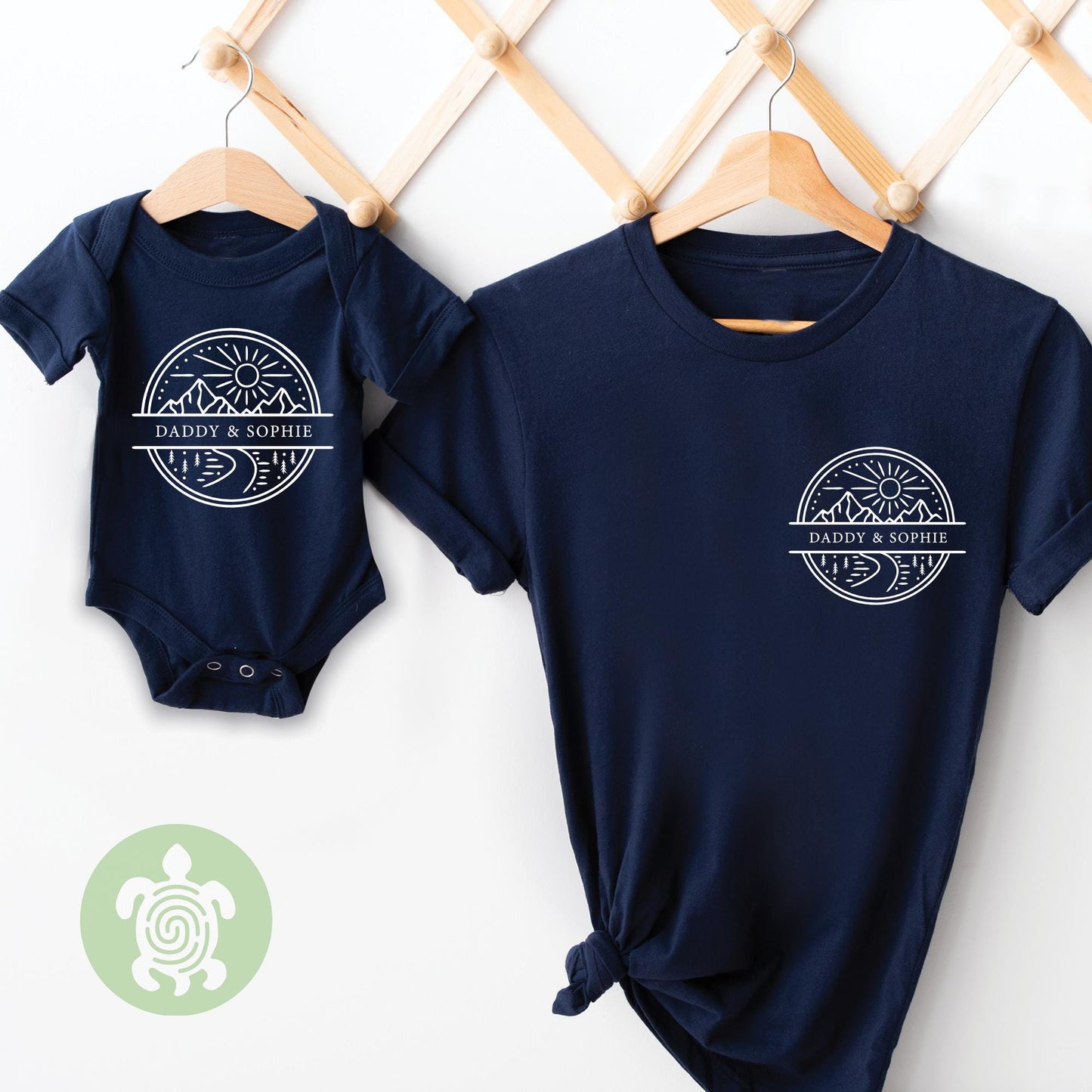 Personalised Mountain Scene Matching Adults and Childs T-shirts, Adventure Gift, Birthday Gift Baby, Child, Travel, Daddy, Father's Day