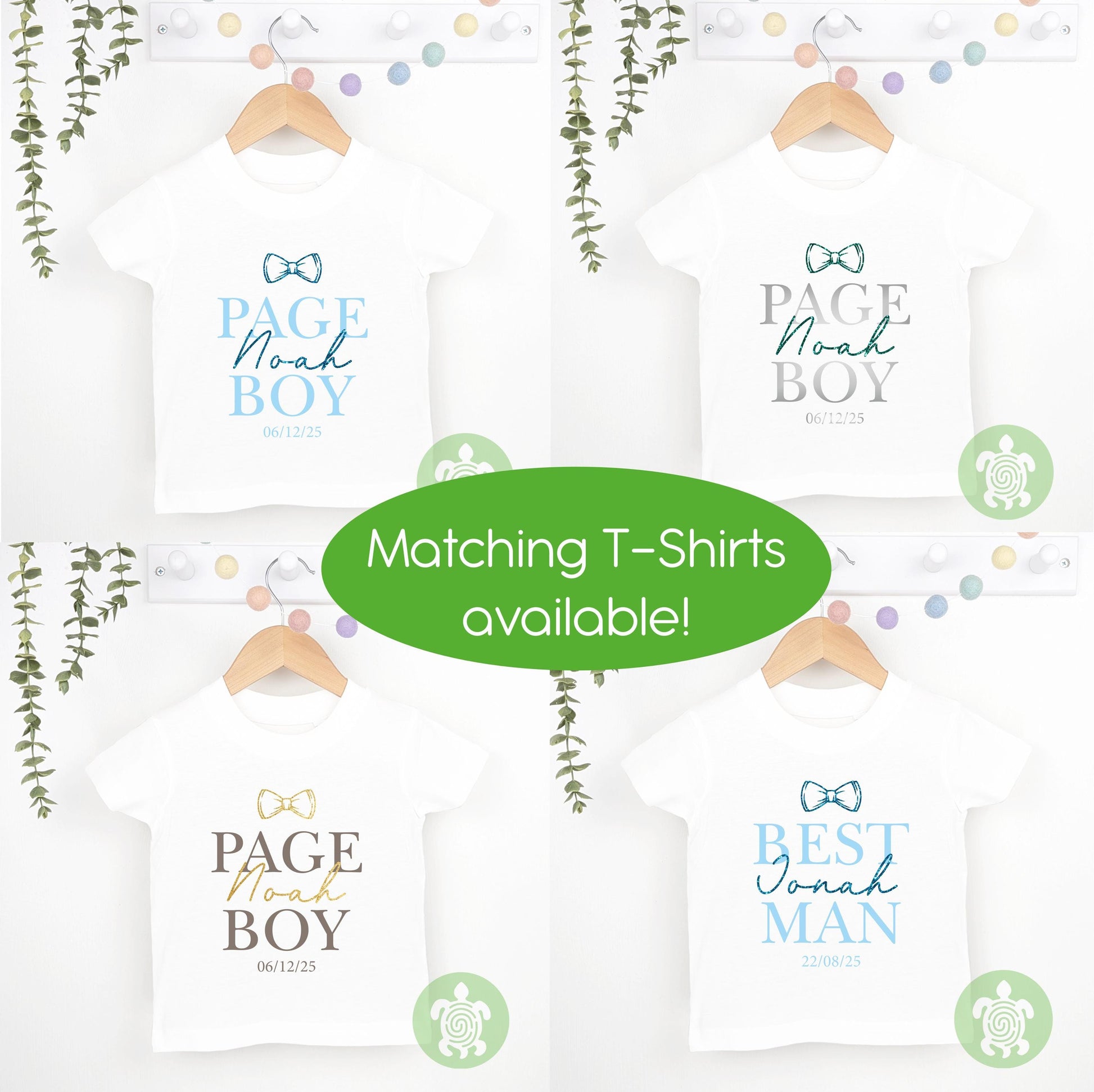 Page Boy Best Man Wedding Glitter Name Bow Tie, Special Occasion, Kids Outfit, Morning Set, Custom Cotton Clothing, Tight-fitting style