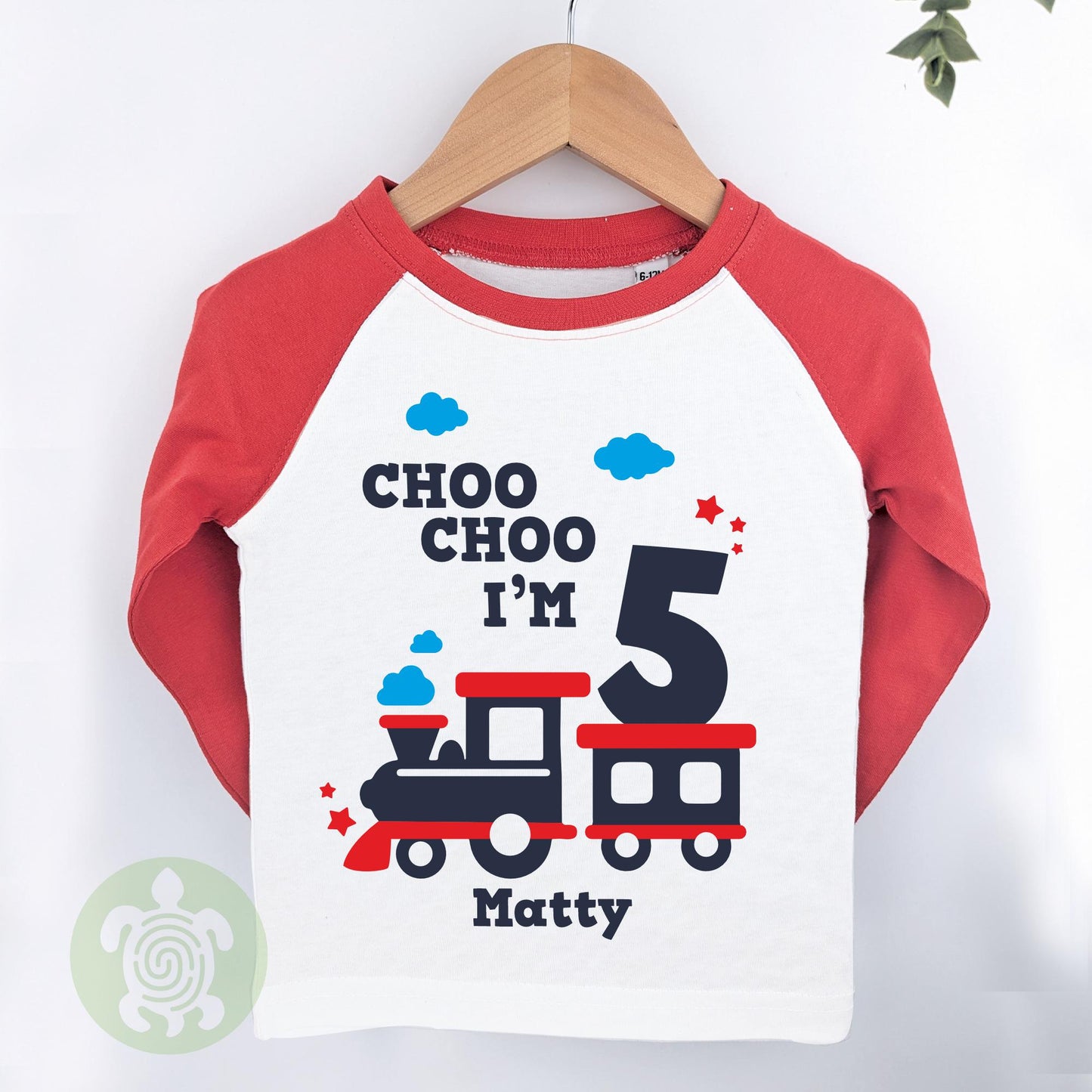 Train Themed Birthday Party Top Tee |  Personalised Birthday Gift| White or Long Sleeve Baseball T-Shirt | Personalised Any Age Birthday Top