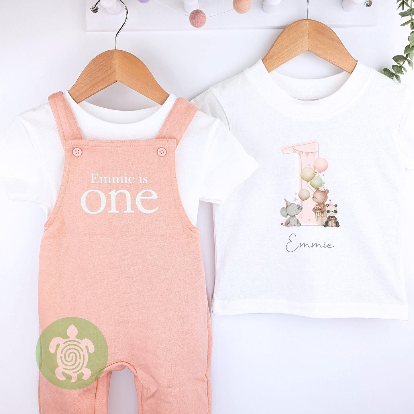 Any Age Personalised Embroidered Birthday Dusty Pink Fleece Dungarees Set,1st Party Outfit with Colour Print,Childs Clothing,Birthday Outfit