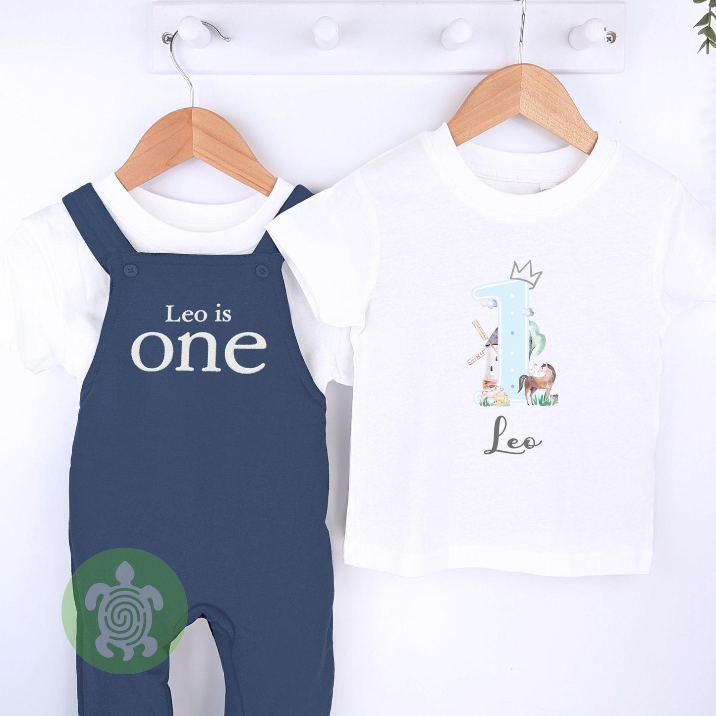 Any Age Personalised Embroidered Birthday Navy Fleece Dungarees Set, 1st Party Outfit with Colour Print, Childs Clothing, Birthday Outfit