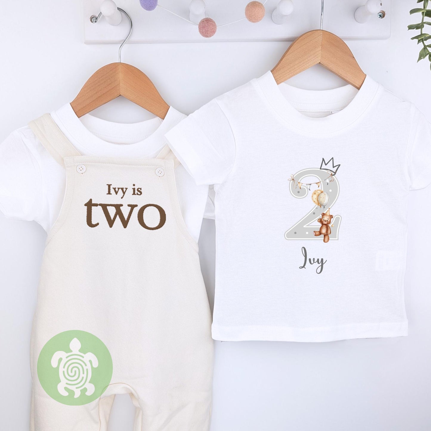 Any Age Personalised Embroidered Birthday Oat Fleece Dungarees Set,1st Party Outfit with Colour Print,Childs Clothing,Birthday Outfit