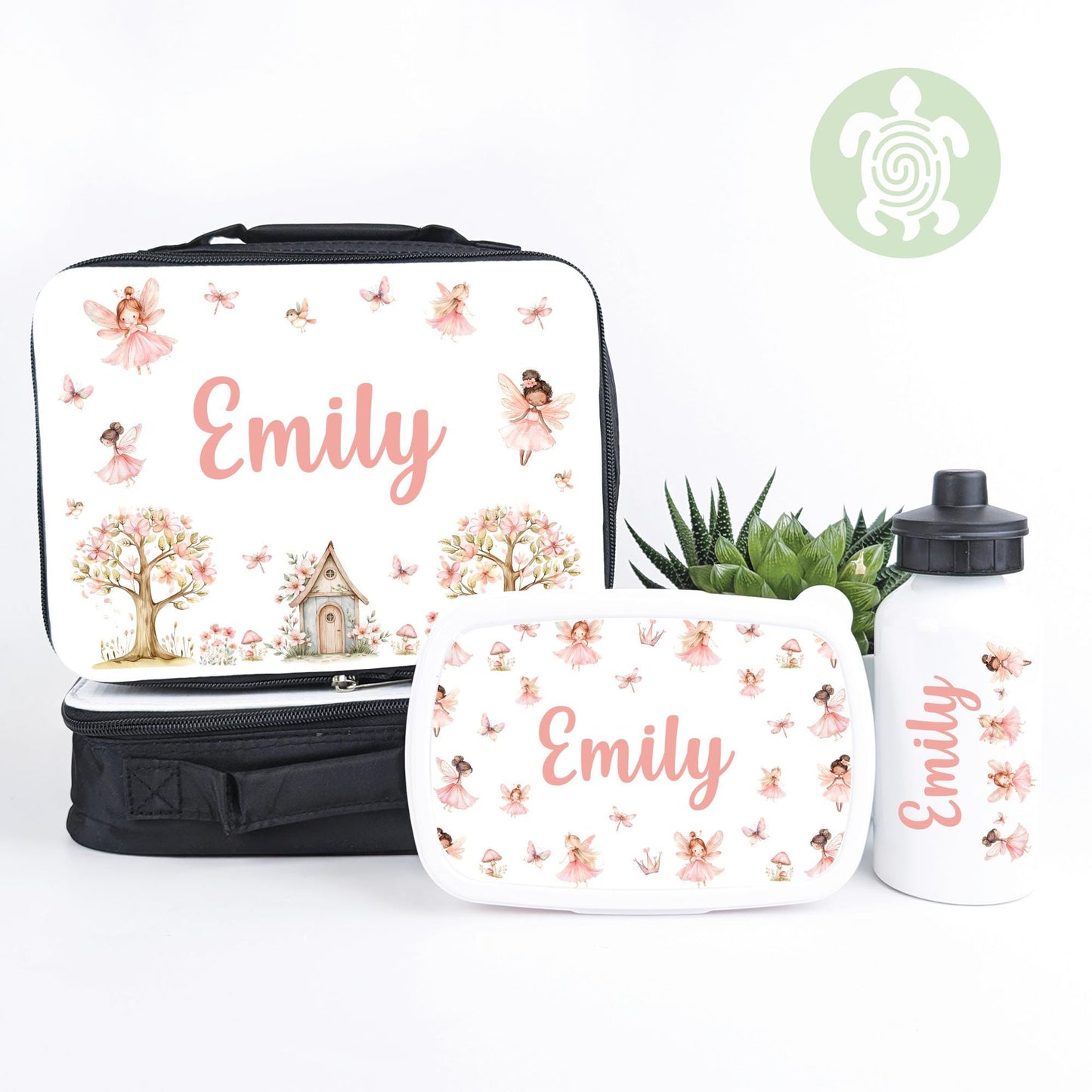 Personalised Fairy Lunch Bag, Snack Box & Water Bottle Set - Kids Lunch Bag - Girls Lunch Box - Kids Water Bottles - Girls back to school