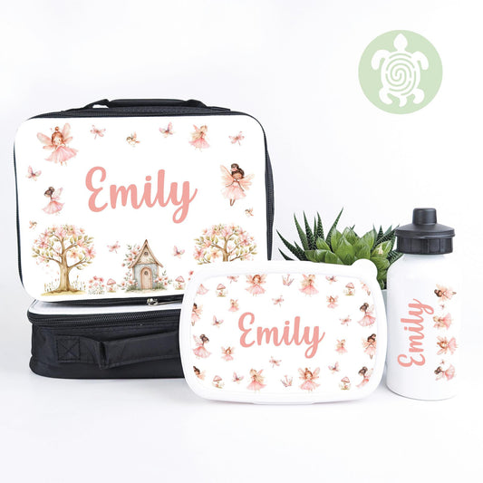 Personalised Fairy Lunch Bag, Snack Box & Water Bottle Set - Kids Lunch Bag - Girls Lunch Box - Kids Water Bottles - Girls back to school