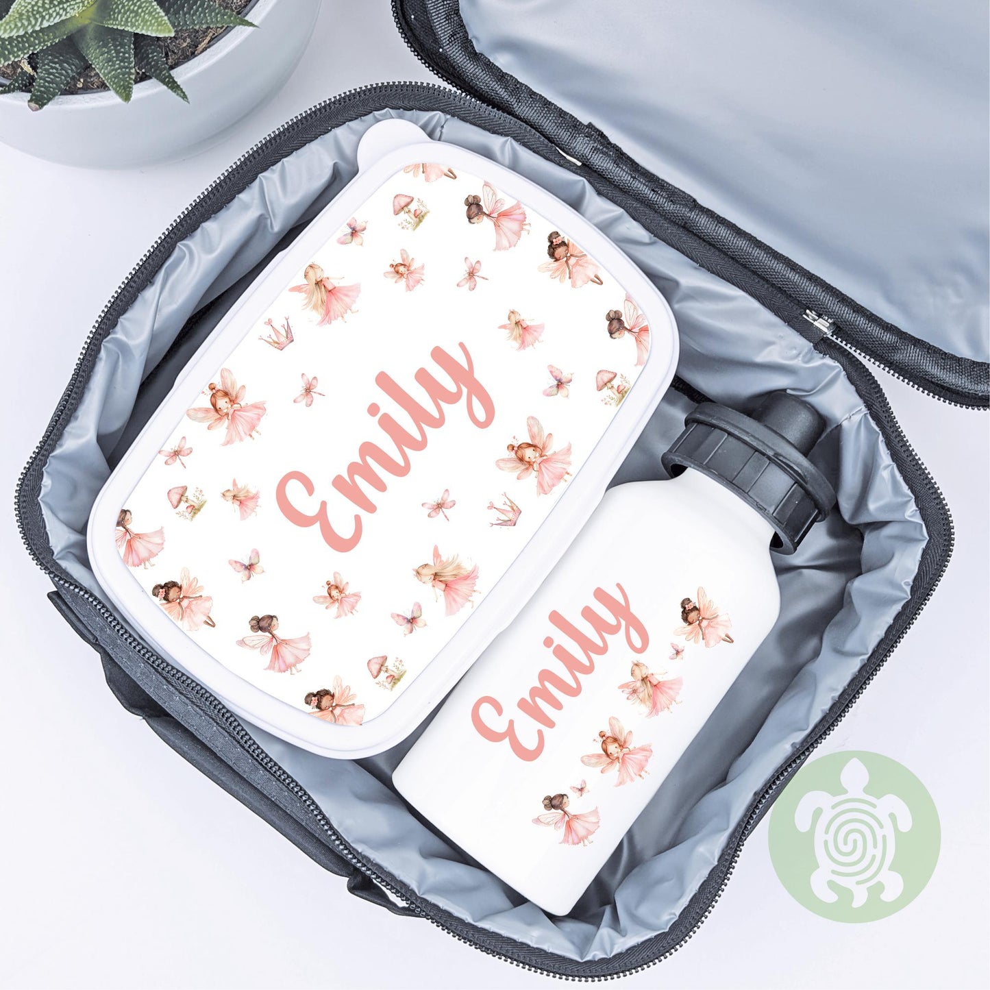 Personalised Fairy Lunch Bag, Snack Box & Water Bottle Set - Kids Lunch Bag - Girls Lunch Box - Kids Water Bottles - Girls back to school