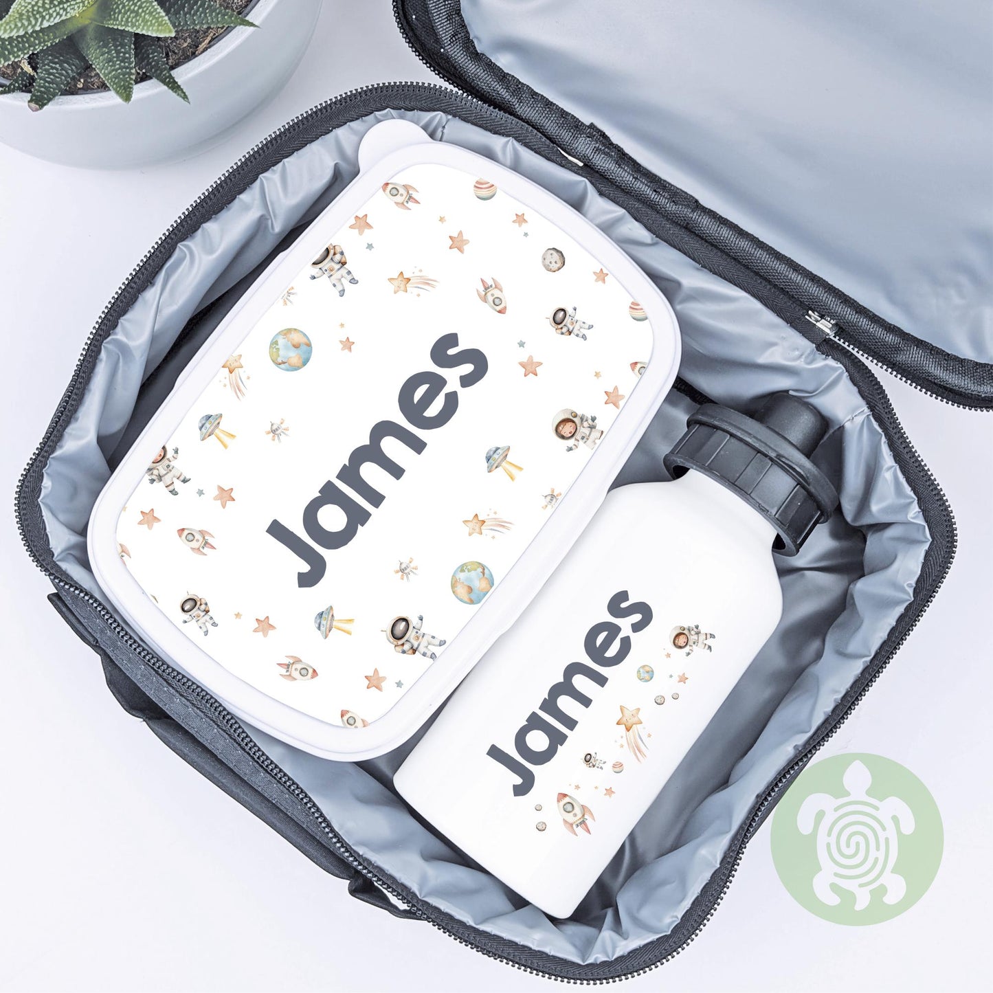 Personalised Spaceman Lunch Bag, Snack Box & Water Bottle Set - Kids Lunch Bag - Boys Lunch Box - Kids Water Bottles - Boys back to school