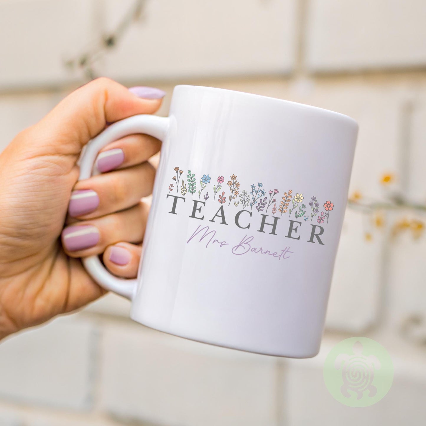 Personalised Teacher Flowers Teacher Thank You Gift, Teacher Mug With Name, Teacher Appreciation Gift, End of Term Gift,Nursery Teacher Gift