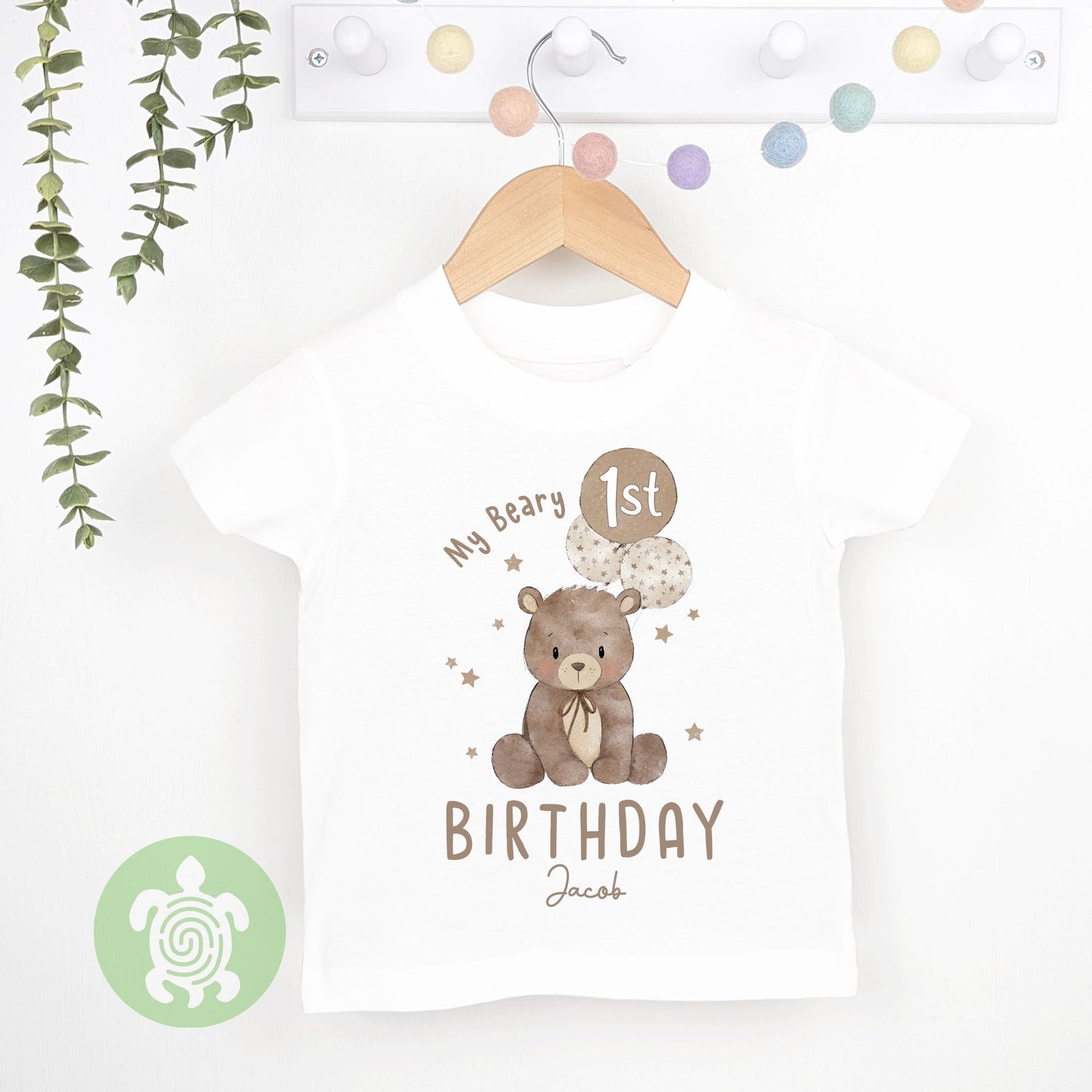 Personalised Beary 1st Birthday Children's T-shirt, 1st Birthday Party Outfit, Childs Clothing, BabyVest, Printed Birthday Sweatshirt