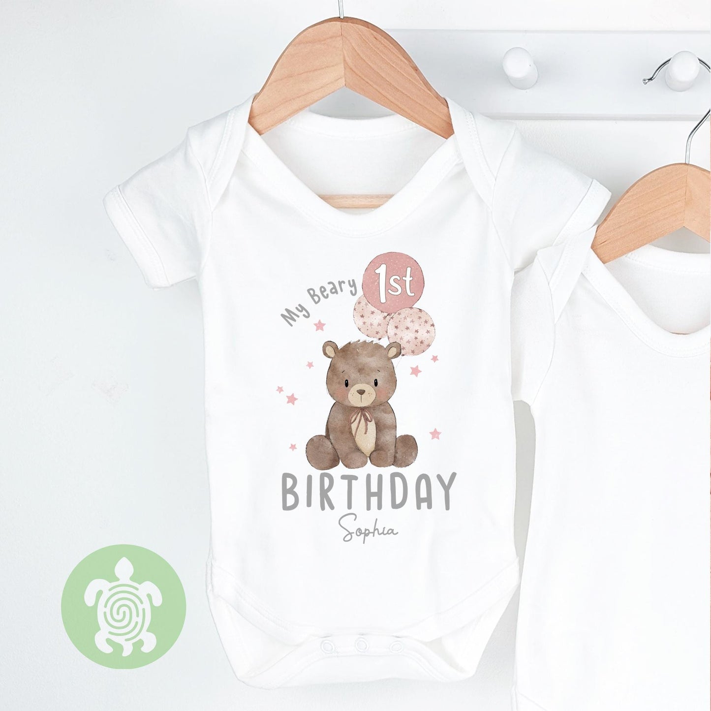 Personalised Beary 1st Birthday Embroidered Outfit Pink Fleece Dungarees, 1st Party Outfit, Childs Clothing, Birthday Outfit, Bear Themed