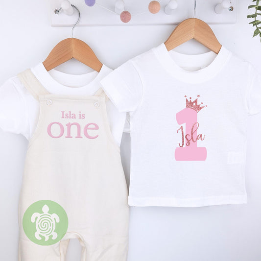 Crown 1st 2nd Birthday Embroidered Birthday Fleece Dungarees, Party Outfit design, Toddler 1st 2nd, Boy Girl Party Outfit, Birthday Outfit