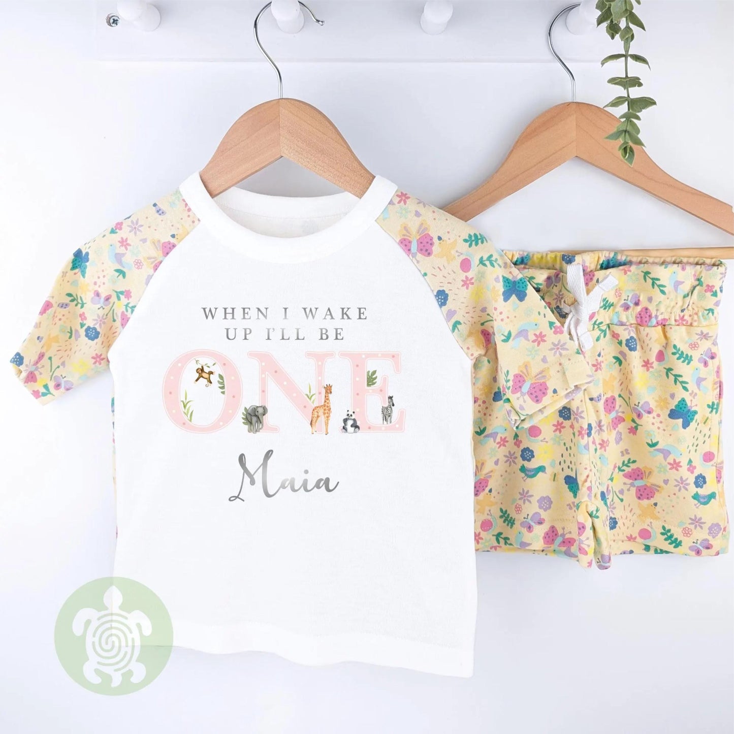 Personalised Birthday Any Age Girls Butterfly Shorts & T-shirt Pj's Set, 1st Birthday, Children Toddler Personalised Pyjamas, Birthday Girl