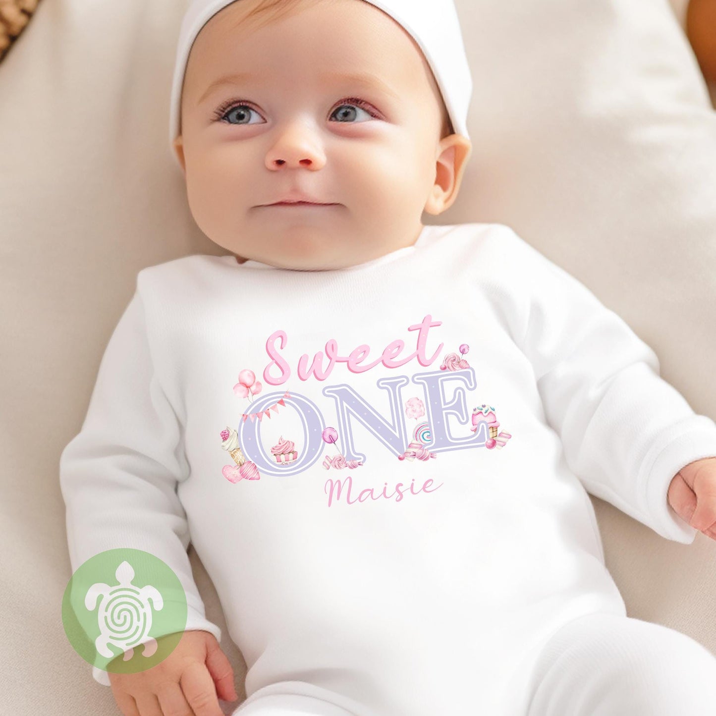 Sweet One Theme 1st Birthday Party T-shirt Top, Personalised First Birthday design with Baby Pink Print Children's Tee, Sweet Girl
