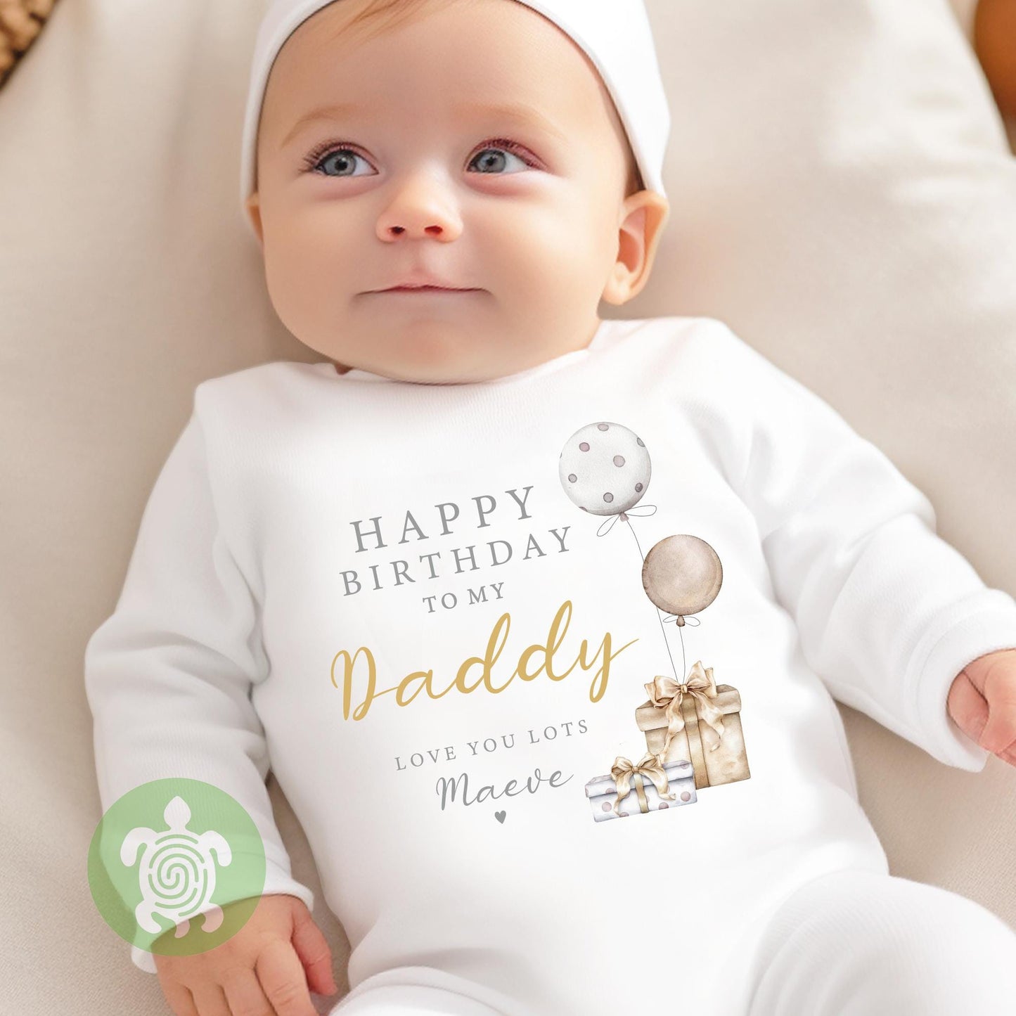Gold Balloons Happy Birthday Mummy Daddy Any Name, Love you Lots Baby Bodysuit Babygrow, Personalised Gift, Birthday Present, Toddler Tshirt