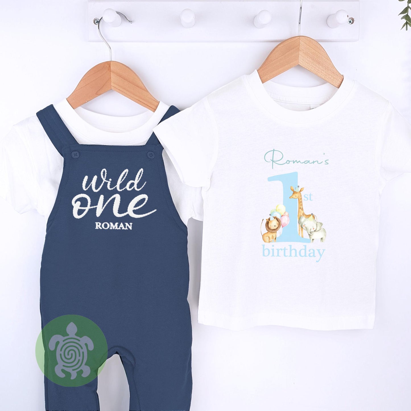 Wild One Personalised Embroidered Birthday Navy Fleece Dungarees, 1st Party Outfit with Print, Childs Clothing, Birthday Outfit