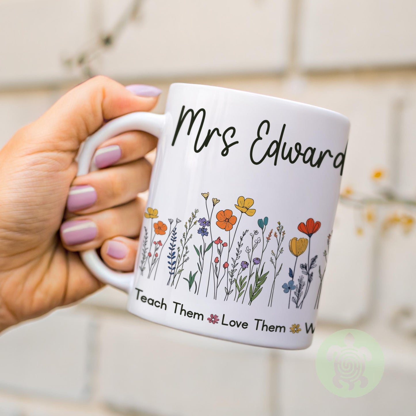 Personalised Wild Flowers Teacher Thank You Gift, Teacher Mug With Name, Teacher Appreciation Gift, End of Term Gift, Nursery Teacher Gift