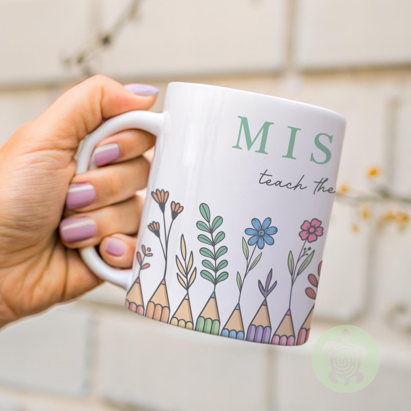 Personalised Pencil Flowers Teacher Thank You Gift, Teacher Mug With Name, Teacher Appreciation Gift, End of Term Gift, Nursery Teacher Gift