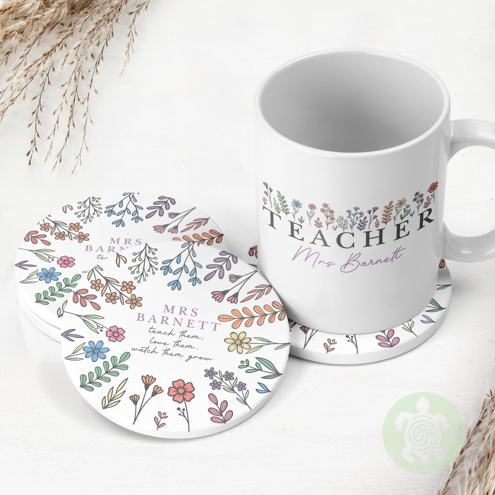 Personalised Teacher Flowers Teacher Thank You Gift, Teacher Mug With Name, Teacher Appreciation Gift, End of Term Gift,Nursery Teacher Gift
