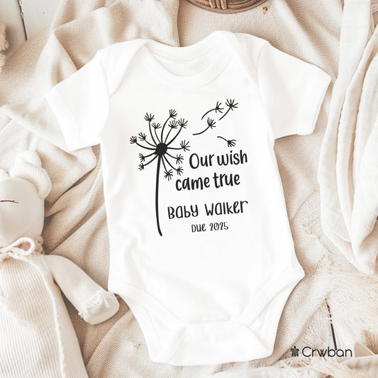 Personalised Wish Came True Surname, Baby Pregnancy Announcement, Miracle Baby, Unisex White Babygrow Gift, Baby Shower