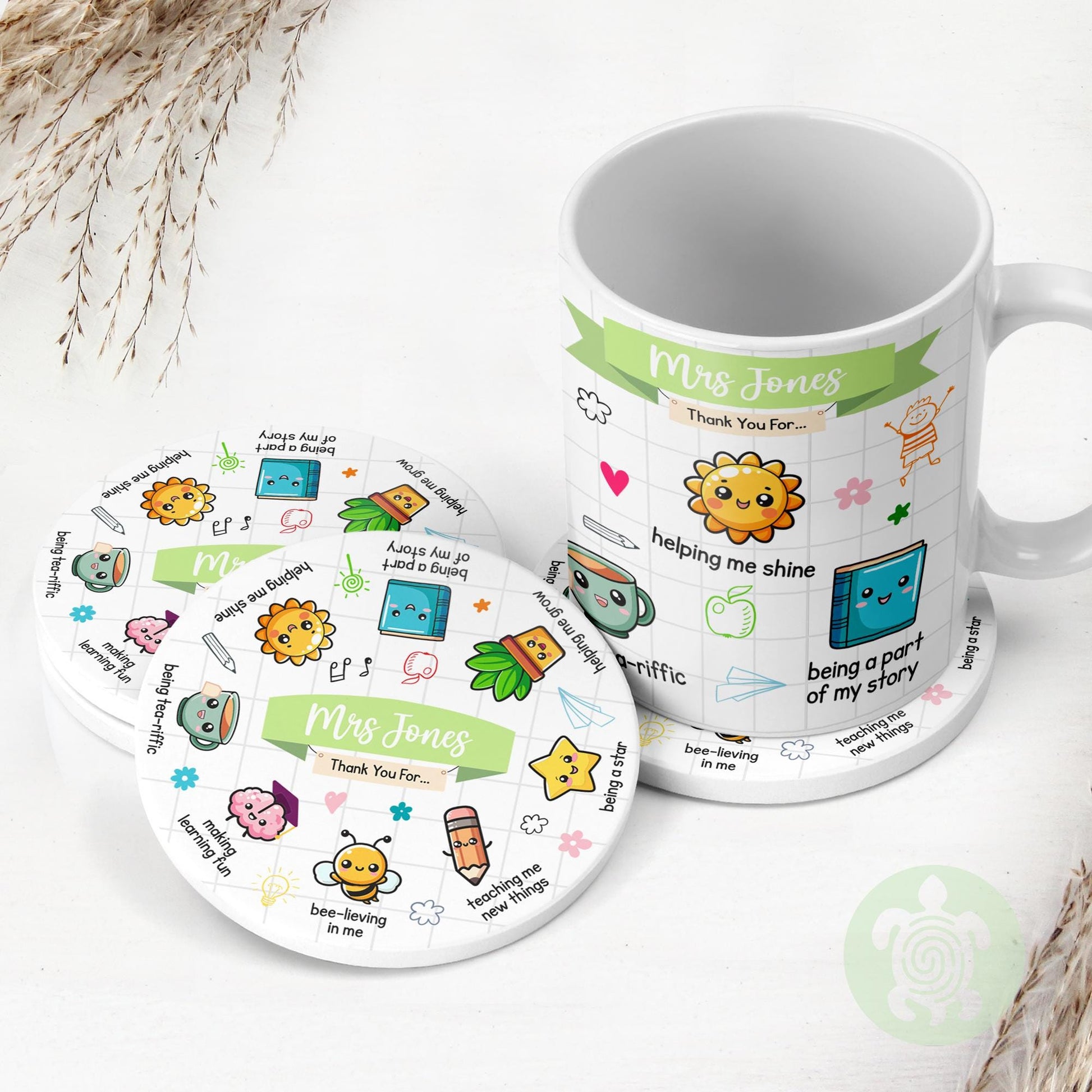 Personalised Teacher Thank You For.. Gift, Teacher Mug With Name, Teacher Appreciation Gift, End of Term Gift, Nursery Doodle Gift
