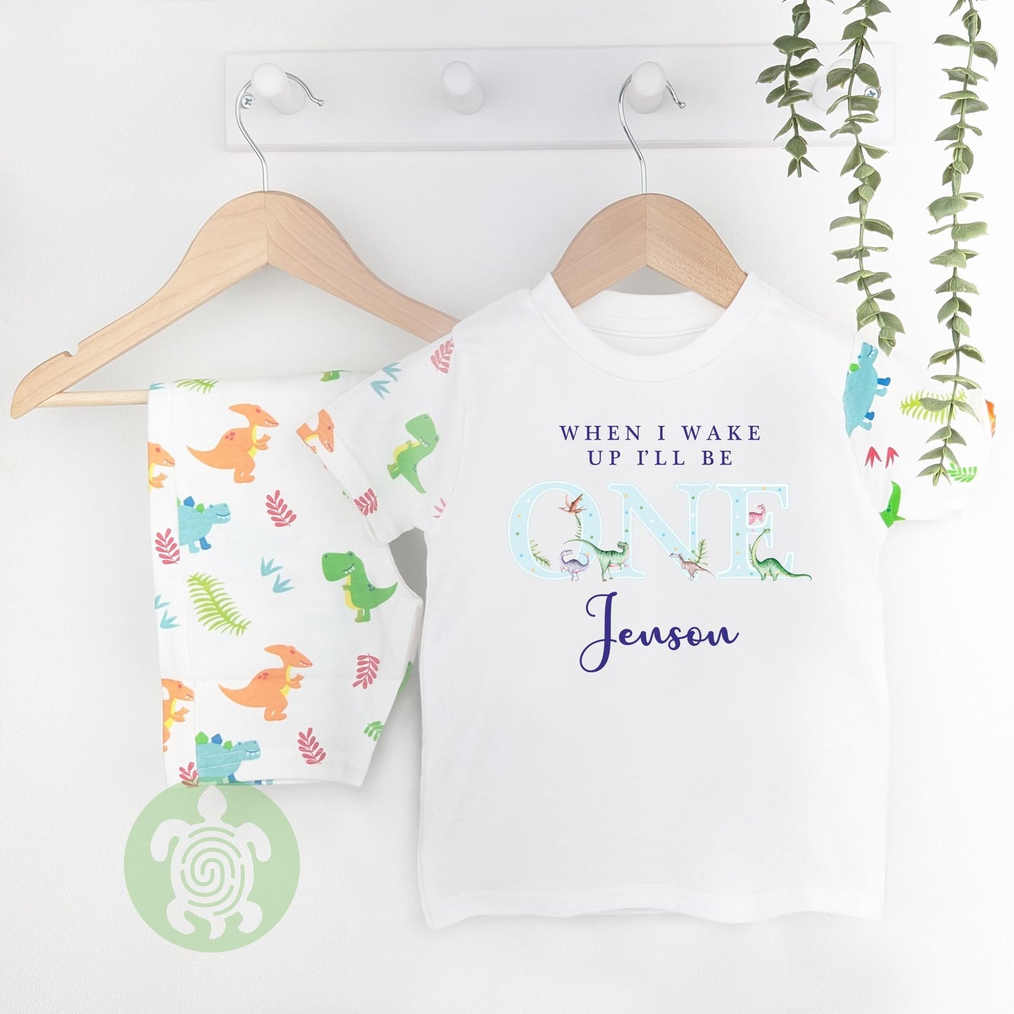 Personalised Birthday Dinosaur Shorts Sleeve & Shorts set, 1st 2nd 3rd Birthday, Boy Girl Pyjamas, When I Wake Up I'll Be, Birthday Gift,