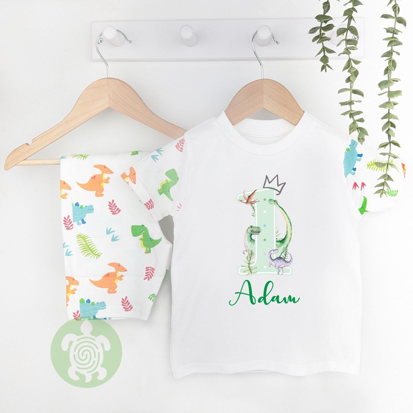 Personalised Birthday Dinosaur Shorts Sleeve & Shorts set, 1st 2nd 3rd Birthday, Boy Girl Pyjamas, When I Wake Up I'll Be, Birthday Gift,