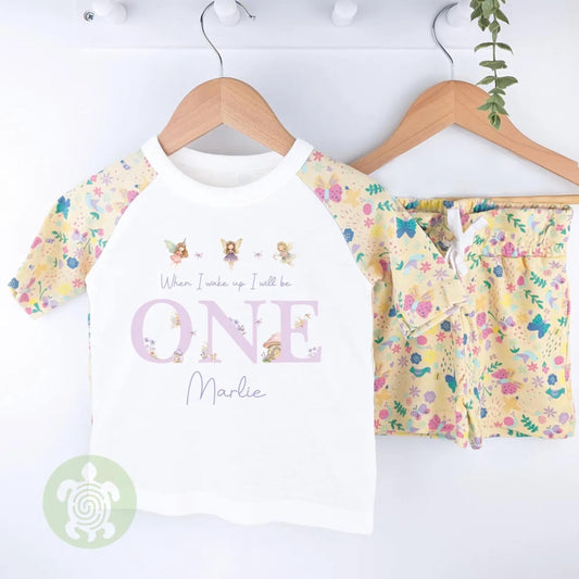 Personalised Birthday Any Age Girls Butterfly Shorts & T-shirt Pj's Set, 1st Birthday, Children Toddler Personalised Pyjamas, Birthday Girl
